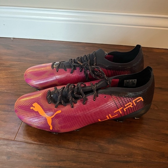 NWT Men's PUMA Ultra 2.4 Red and Orange Soccer Shoes-Size 10.5 - Picture 2 of 9